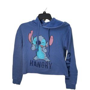 DISNEY WOMAN'S BLUE STITCH SWEATSHIRT TOP SIZE X SMALL Hangry Hooded